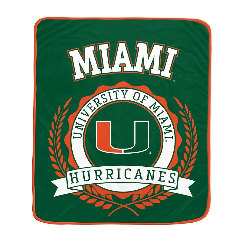 Pegasus Miami Hurricanes 50" x 60" University Crest Ultra Soft Blanket