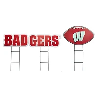 Pegasus Wisconsin Badgers Wordmark and Football Three-Piece Yard Sign Set