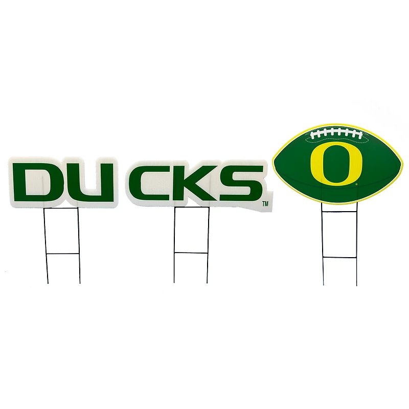 Pegasus Oregon Ducks Wordmark and Football Three-Piece Yard Sign Set