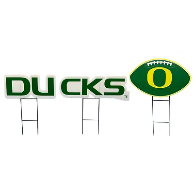 Pegasus Oregon Ducks Wordmark and Football Three-Piece Yard Sign Set