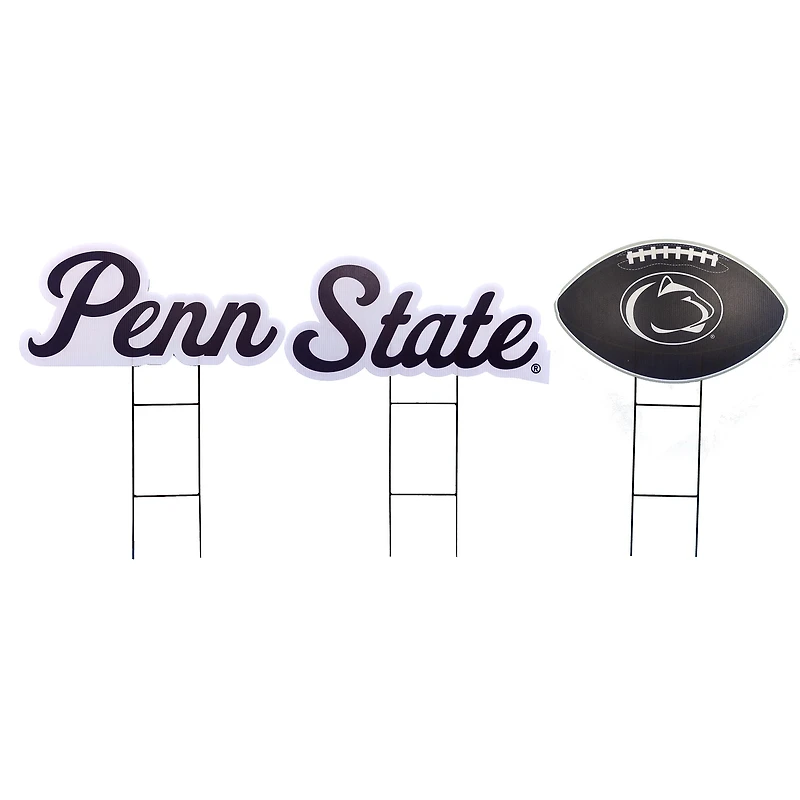 Pegasus Penn State Nittany Lions Wordmark and Football Three-Piece Yard Sign Set