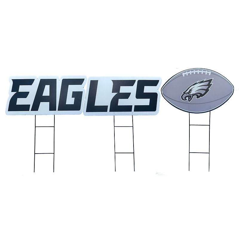 Pegasus Philadelphia Eagles Wordmark and Football Three-Piece Yard Sign Set