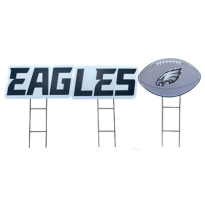 Pegasus Philadelphia Eagles Wordmark and Football Three-Piece Yard Sign Set