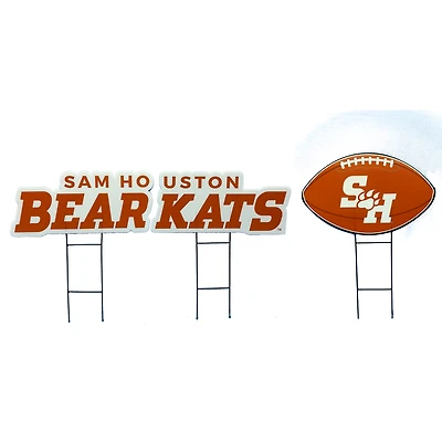 Pegasus Sam Houston State Bearkats Wordmark and Football Three-Piece Yard Sign Set
