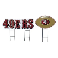 Pegasus San Francisco 49ers Wordmark and Football Three-Piece Yard Sign Set