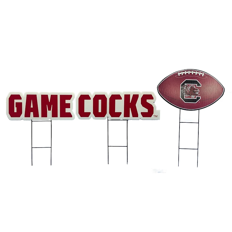 Pegasus South Carolina Gamecocks Wordmark and Football Three-Piece Yard Sign Set
