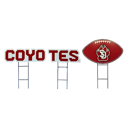 Pegasus South Dakota Coyotes Wordmark and Football Three-Piece Yard Sign Set