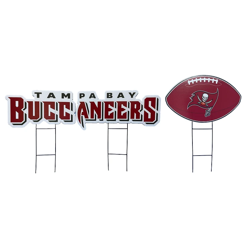 Pegasus Tampa Bay Buccaneers Wordmark and Football Three-Piece Yard Sign Set