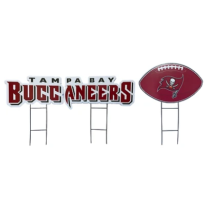 Pegasus Tampa Bay Buccaneers Wordmark and Football Three-Piece Yard Sign Set