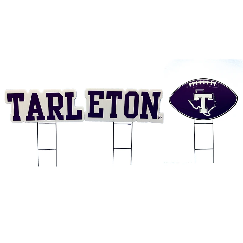 Pegasus Tarleton State Texans Wordmark and Football Three-Piece Yard Sign Set