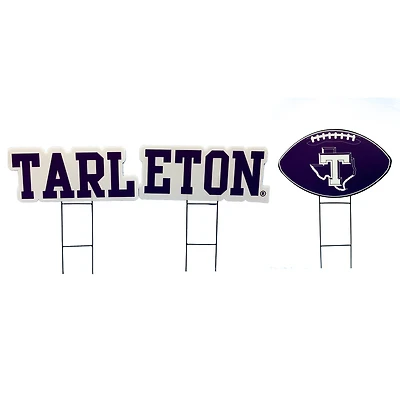 Pegasus Tarleton State Texans Wordmark and Football Three-Piece Yard Sign Set
