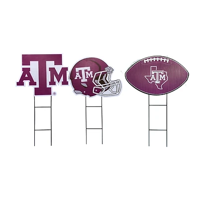 Pegasus Texas A&M Aggies Wordmark and Football Three-Piece Yard Sign Set