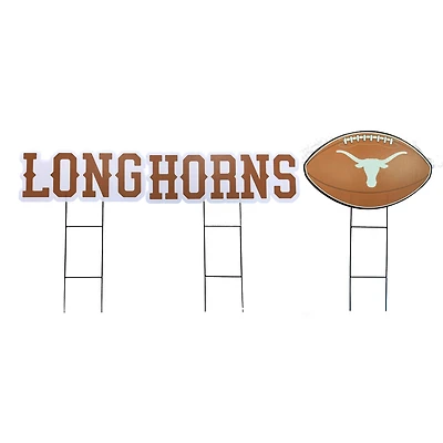Pegasus Texas Longhorns Wordmark and Football Three-Piece Yard Sign Set