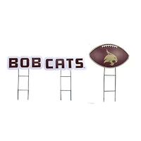 Pegasus Texas State Bobcats Wordmark and Football Three-Piece Yard Sign Set