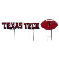 Pegasus Texas Tech Red Raiders Wordmark and Football Three-Piece Yard Sign Set
