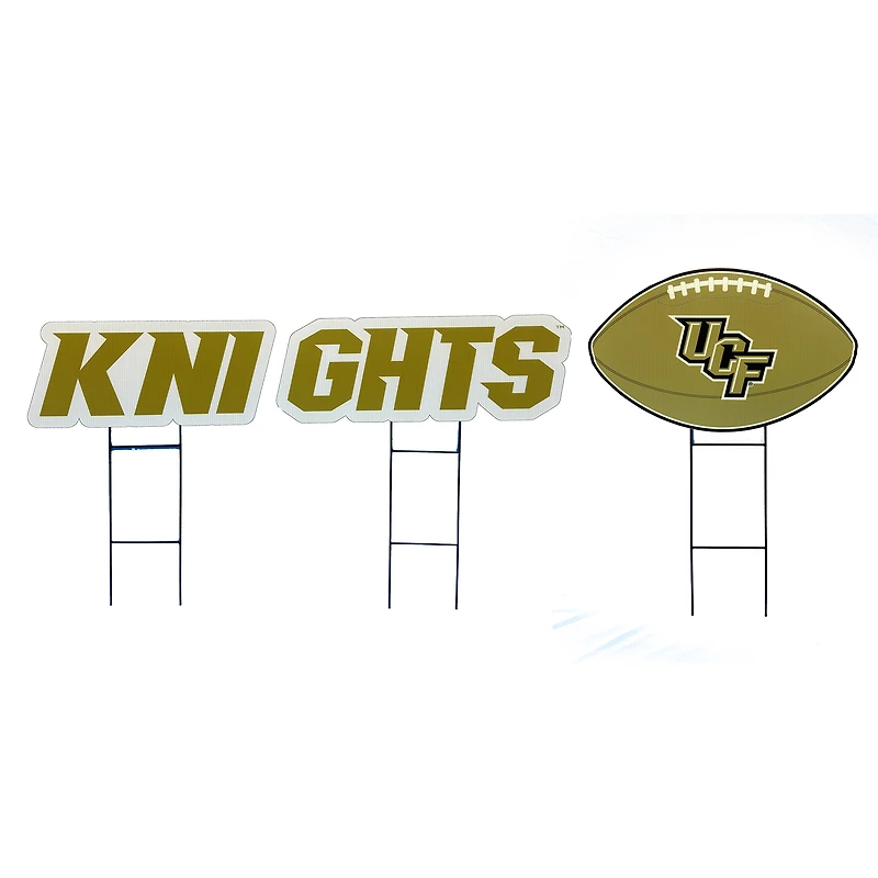 Pegasus UCF Knights Wordmark and Football Three-Piece Yard Sign Set
