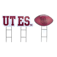 Pegasus Utah Utes Wordmark and Football Three-Piece Yard Sign Set