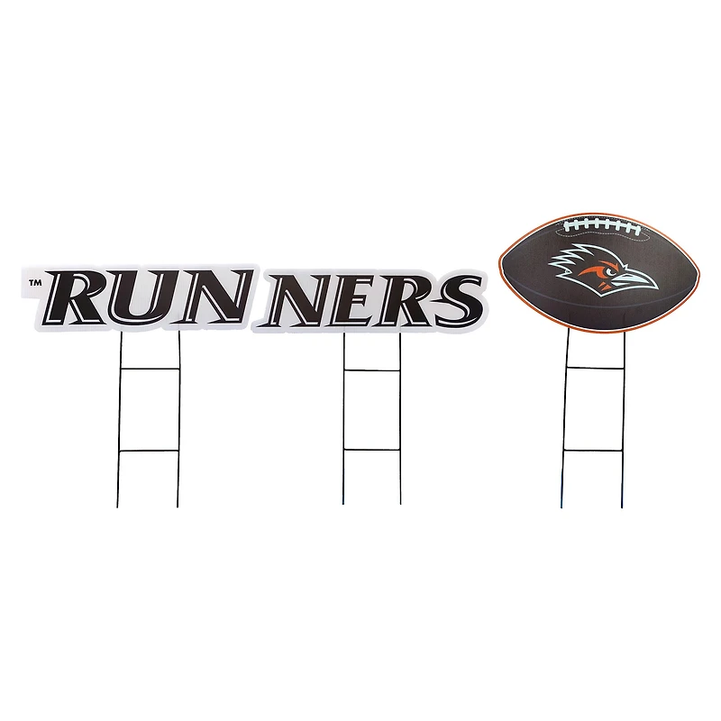 Pegasus UTSA Roadrunners Wordmark and Football Three-Piece Yard Sign Set