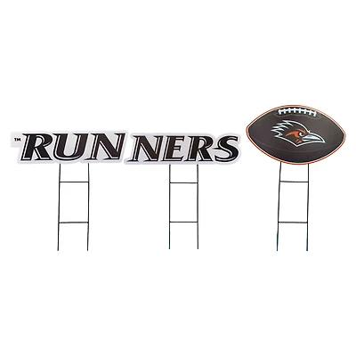 Pegasus UTSA Roadrunners Wordmark and Football Three-Piece Yard Sign Set