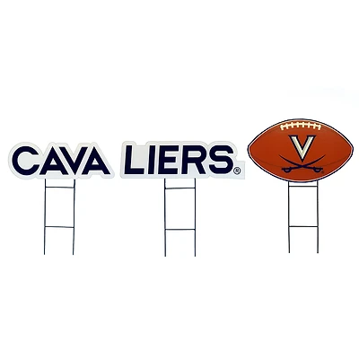 Pegasus Virginia Cavaliers Wordmark and Football Three-Piece Yard Sign Set