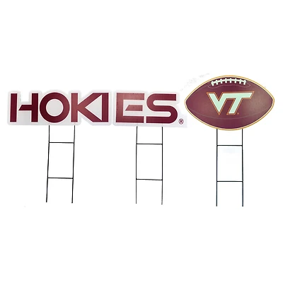 Pegasus Virginia Tech Hokies Wordmark and Football Three-Piece Yard Sign Set
