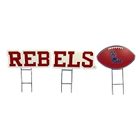 Pegasus Ole Miss Rebels Wordmark and Football Three-Piece Yard Sign Set