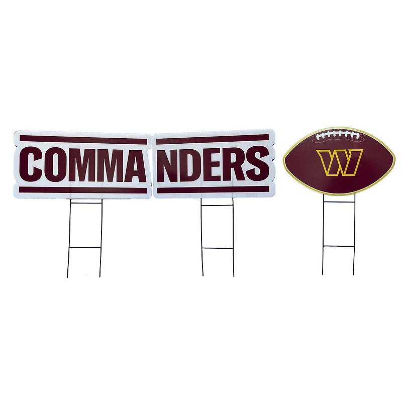 Pegasus Washington Commanders Wordmark and Football Three-Piece Yard Sign Set