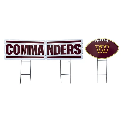 Pegasus Washington Commanders Wordmark and Football Three-Piece Yard Sign Set