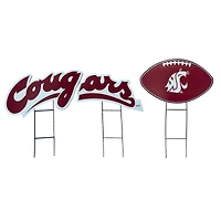 Pegasus Washington State Cougars Wordmark and Football Three-Piece Yard Sign Set