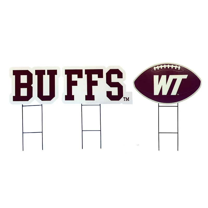 Pegasus West Texas A&M Buffaloes Wordmark and Football Three-Piece Yard Sign Set