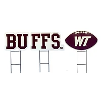 Pegasus West Texas A&M Buffaloes Wordmark and Football Three-Piece Yard Sign Set