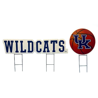 Pegasus Kentucky Wildcats Wordmark and Basketball Three-Piece Yard Sign Set