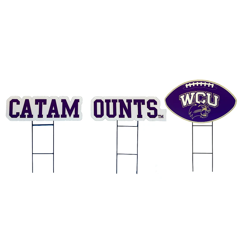 Pegasus Western Carolina Catamounts Wordmark and Football Three-Piece Yard Sign Set
