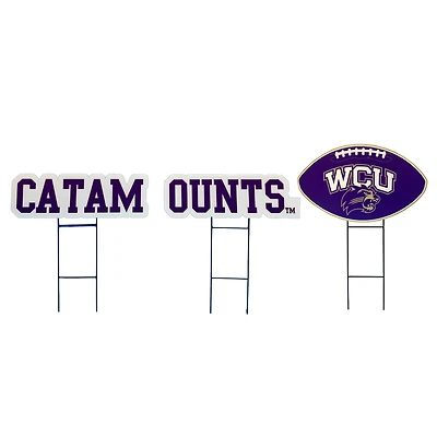 Pegasus Western Carolina Catamounts Wordmark and Football Three-Piece Yard Sign Set