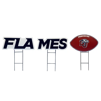 Pegasus Liberty Flames Wordmark and Football Three-Piece Yard Sign Set