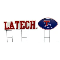 Pegasus Louisiana Tech Bulldogs Wordmark and Football Three-Piece Yard Sign Set