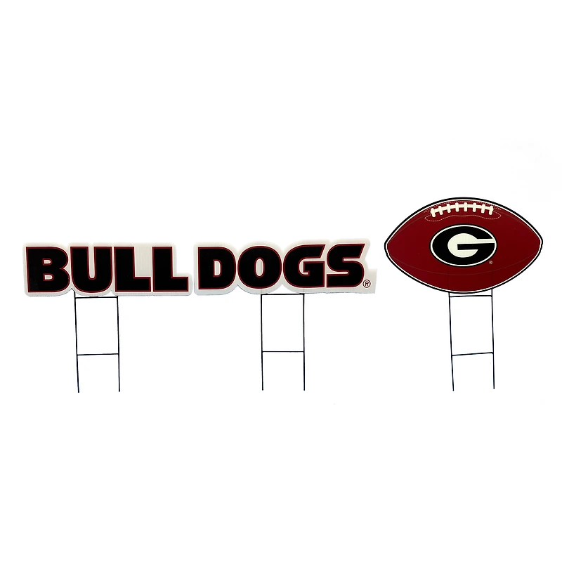 Pegasus Georgia Bulldogs Wordmark and Football Three-Piece Yard Sign Set