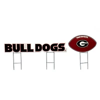 Pegasus Georgia Bulldogs Wordmark and Football Three-Piece Yard Sign Set
