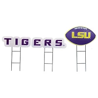 Pegasus LSU Tigers Wordmark and Football Three-Piece Yard Sign Set