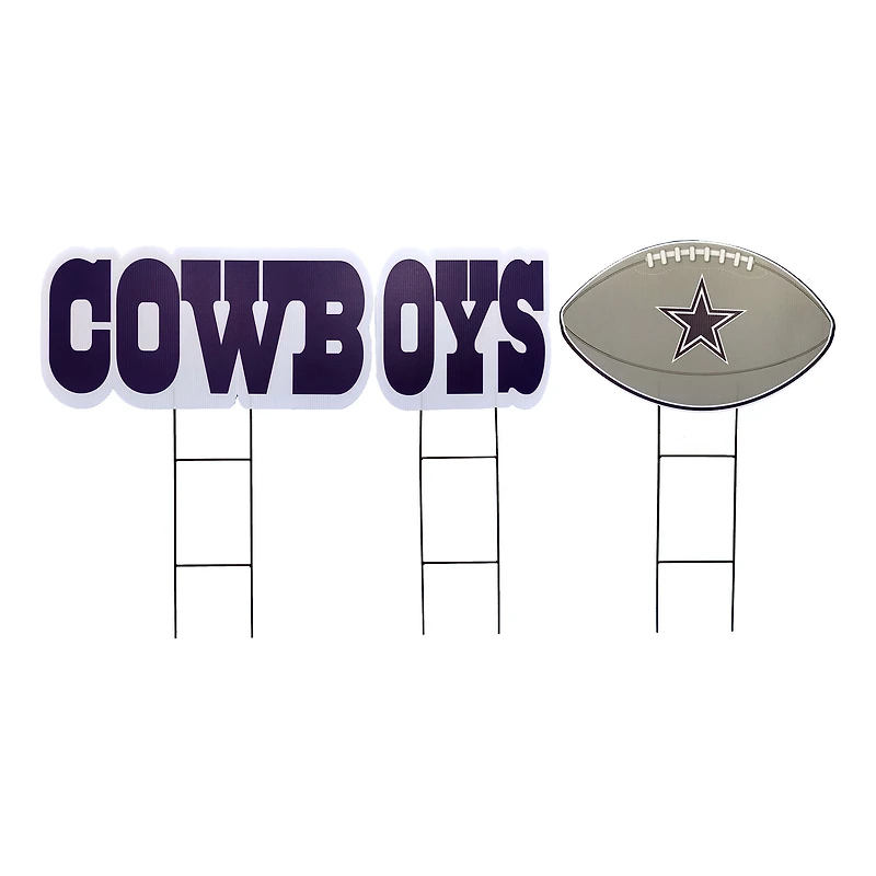 Pegasus Dallas Cowboys Wordmark and Football Three-Piece Yard Sign Set