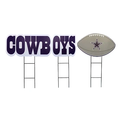 Pegasus Dallas Cowboys Wordmark and Football Three-Piece Yard Sign Set