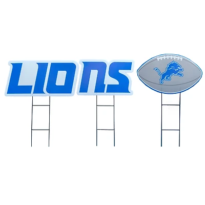 Pegasus Detroit Lions Wordmark and Football Three-Piece Yard Sign Set