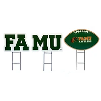 Pegasus Florida A&M Rattlers Wordmark and Football Three-Piece Yard Sign Set