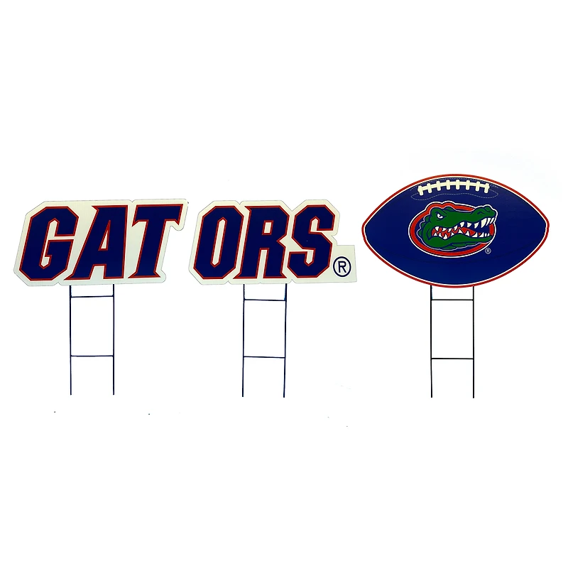 Pegasus Florida Gators Wordmark and Football Three-Piece Yard Sign Set