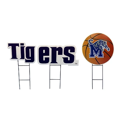 Pegasus Memphis Tigers Wordmark and Basketball Three-Piece Yard Sign Set
