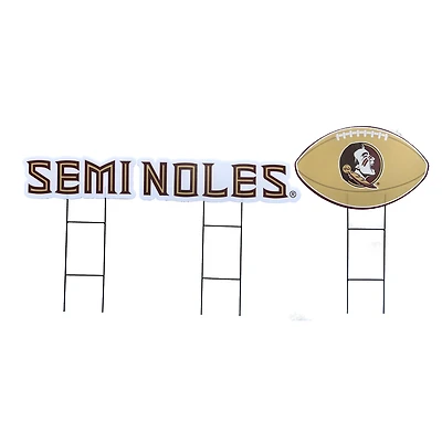 Pegasus Florida State Seminoles Wordmark and Football Three-Piece Yard Sign Set