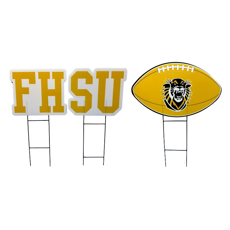 Pegasus Fort Hays State Tigers Wordmark and Football Three-Piece Yard Sign Set