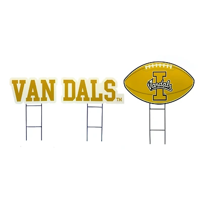 Pegasus Idaho Vandals Wordmark and Football Three-Piece Yard Sign Set