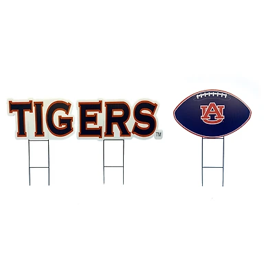 Pegasus Auburn Tigers Wordmark and Football Three-Piece Yard Sign Set