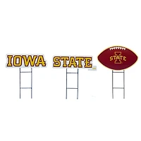 Pegasus Iowa State Cyclones Wordmark and Football Three-Piece Yard Sign Set